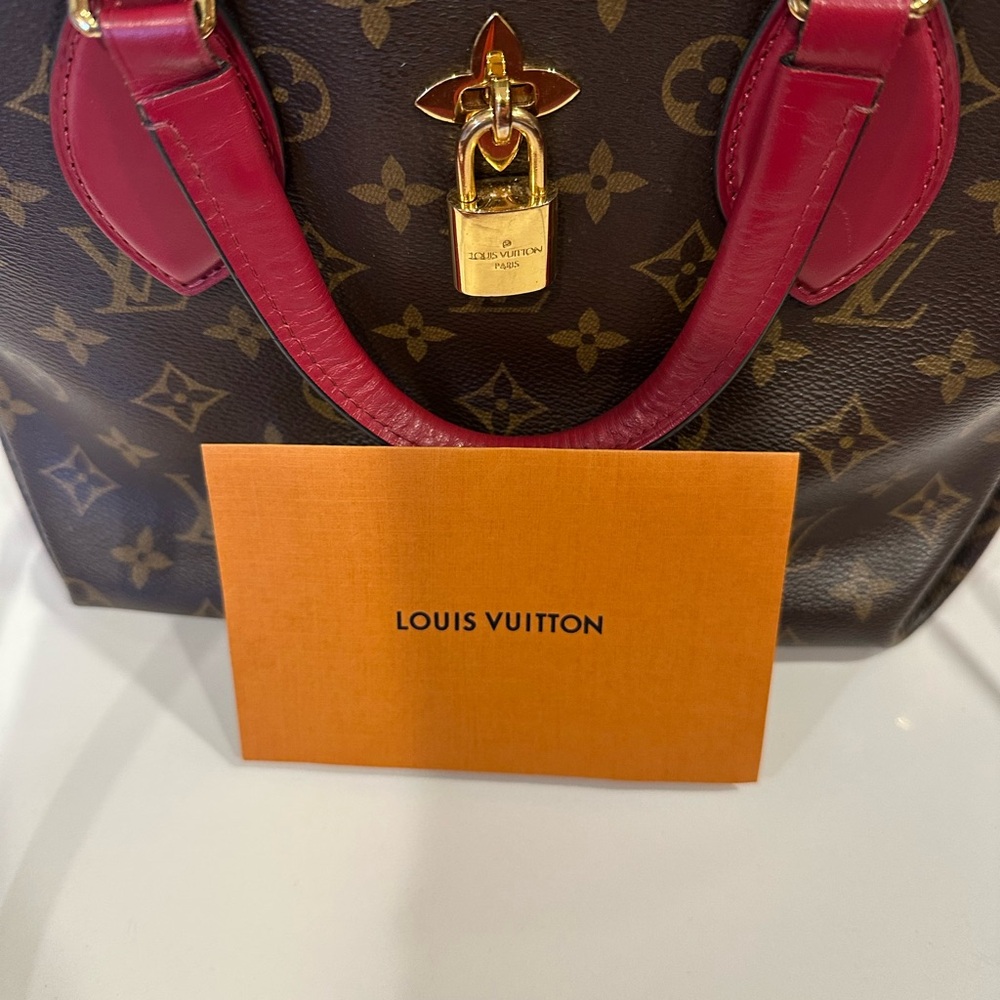 Louis Vuitton Monogram Handbag with Red Accents